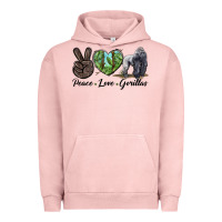 Pigment Salmon Peace Love Gorillas Urban Hoodie - LillyAllenDesigns