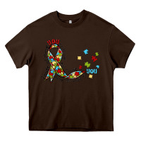 Chocolate Brown autism awareness Heavy Core Tee - MaliasSmallBusiness
