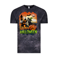 Cloud Black Happy Halloween With Black Cat Vintage Tee - LillyAllenDesigns