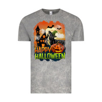 Cloud Rock Happy Halloween With Black Cat Vintage Tee - LillyAllenDesigns