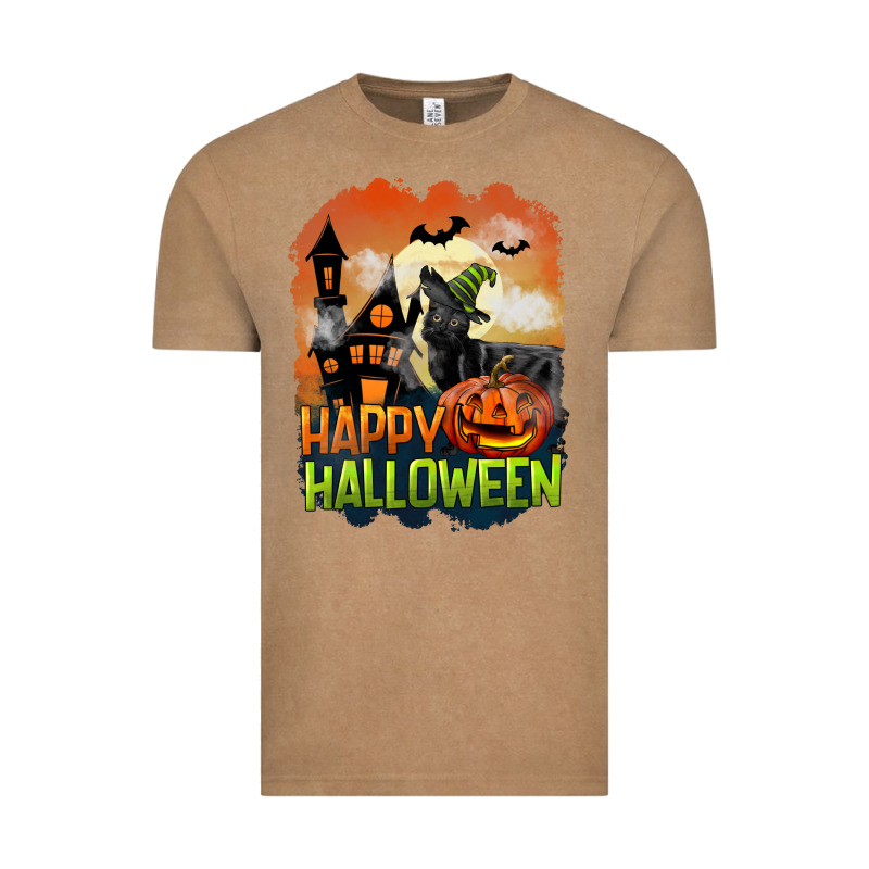 Happy Halloween With Black Cat Vintage Tee by LillyAllenDesigns | Teevron