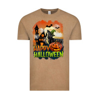 Vintage Coffee Happy Halloween With Black Cat Vintage Tee - LillyAllenDesigns