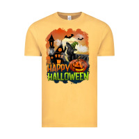 Vintage Mustard Happy Halloween With Black Cat Vintage Tee - LillyAllenDesigns