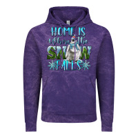 Cloud Purple Home Is Where The Snow Falls Winter Penguin Vintage Hoodie - LillyAllenDesigns