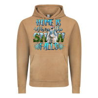 Vintage Camel Home Is Where The Snow Falls Winter Penguin Vintage Hoodie - LillyAllenDesigns