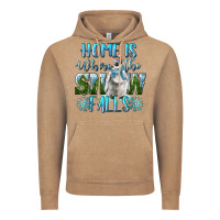 Vintage Coffee Home Is Where The Snow Falls Winter Penguin Vintage Hoodie - LillyAllenDesigns