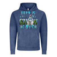 Vintage Denim Home Is Where The Snow Falls Winter Penguin Vintage Hoodie - LillyAllenDesigns