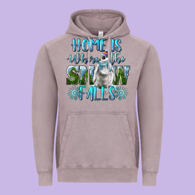 Home Is Where The Snow Falls Winter Penguin Vintage Hoodie Designed By Lillyallendesigns