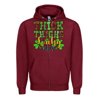 Burgundy St. Patrick's Thick thighs lucky vibes Zipper Hoodie - OliviaCreatesArt