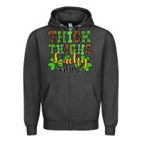 Charcoal Heather St. Patrick's Thick thighs lucky vibes Zipper Hoodie - OliviaCreatesArt