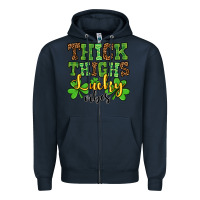 Navy St. Patrick's Thick thighs lucky vibes Zipper Hoodie - OliviaCreatesArt