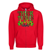 Red St. Patrick's Thick thighs lucky vibes Zipper Hoodie - OliviaCreatesArt