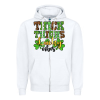 White St. Patrick's Thick thighs lucky vibes Zipper Hoodie - OliviaCreatesArt