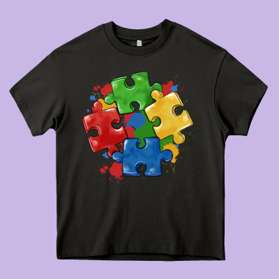 Autism Puzzles Heavy Core Tee Designed By Maliassmallbusiness
