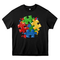 Black autism puzzles Heavy Core Tee - MaliasSmallBusiness