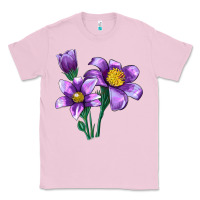 Bubblegum Pink Pasque Flower Illustrations Classic Tee - LillyAllenDesigns