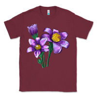 Burgundy Pasque Flower Illustrations Classic Tee - LillyAllenDesigns