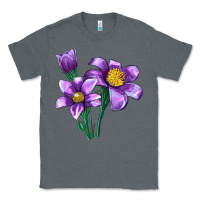 Charcoal Heather Pasque Flower Illustrations Classic Tee - LillyAllenDesigns