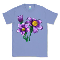 Colony Blue Pasque Flower Illustrations Classic Tee - LillyAllenDesigns