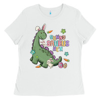 White bunny saurus rex Ladies Tee - MaliasSmallBusiness