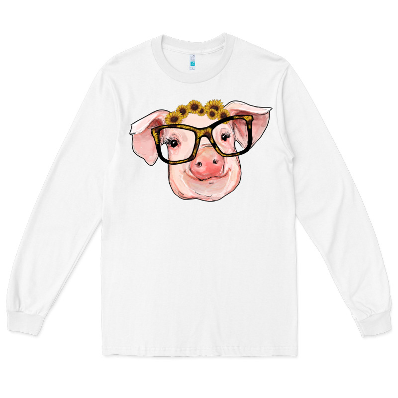 Sunflowers With Pig Long Sleeve Tee by RanaPortraitStore | Teevron