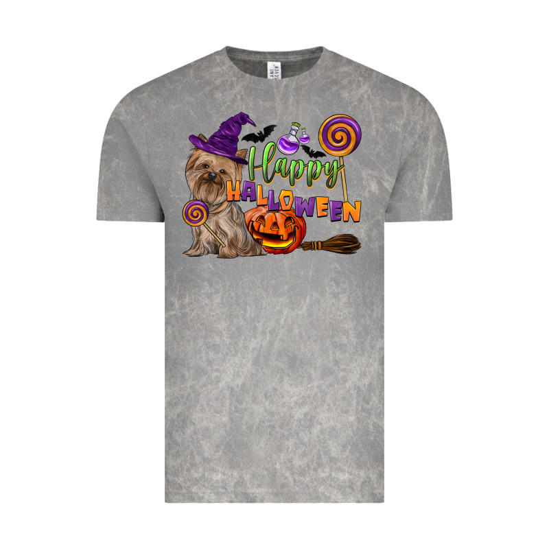 Happy Halloween With Yorkshire Terrier Dog Vintage Tee by LillyAllenDesigns | Teevron