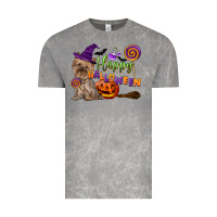 Cloud Rock Happy Halloween With Yorkshire Terrier Dog Vintage Tee - LillyAllenDesigns