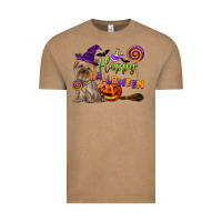 Vintage Coffee Happy Halloween With Yorkshire Terrier Dog Vintage Tee - LillyAllenDesigns