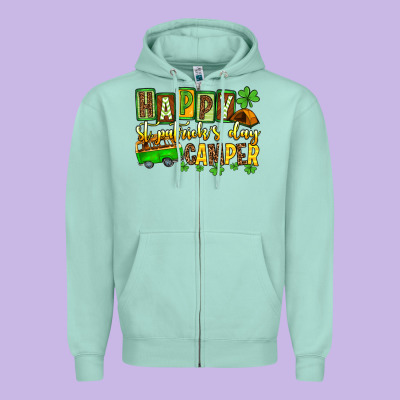 St. Patrick's Happy St. Patrick's Day Camper Zipper Hoodie Designed By Oliviacreatesart