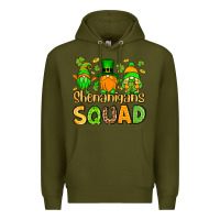 Army Green St. Patrick's Shenanigans squad gnomies Premium Hoodie - OliviaCreatesArt
