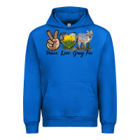 Cobalt Peace Love Gray Fox Urban Hoodie - LillyAllenDesigns