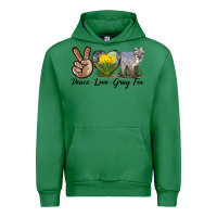 Emerald Peace Love Gray Fox Urban Hoodie - LillyAllenDesigns