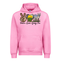 Fuchsia Pink Peace Love Gray Fox Urban Hoodie - LillyAllenDesigns