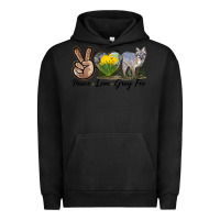 Pigment Black Peace Love Gray Fox Urban Hoodie - LillyAllenDesigns