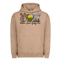 Pigment Burro Peace Love Gray Fox Urban Hoodie - LillyAllenDesigns