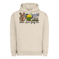 Pigment French Oak Peace Love Gray Fox Urban Hoodie - LillyAllenDesigns