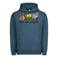 Pigment Midnight Navy Peace Love Gray Fox Urban Hoodie - LillyAllenDesigns