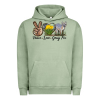 Pigment Oil Green Peace Love Gray Fox Urban Hoodie - LillyAllenDesigns