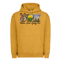 Pigment Peanut Butter Peace Love Gray Fox Urban Hoodie - LillyAllenDesigns
