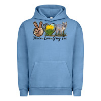 Pigment Pebble Blue Peace Love Gray Fox Urban Hoodie - LillyAllenDesigns