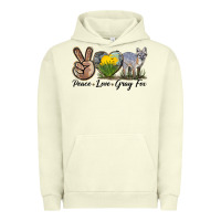 Pigment Pistachio Peace Love Gray Fox Urban Hoodie - LillyAllenDesigns