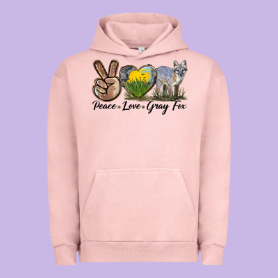 Peace Love Gray Fox Urban Hoodie Designed By Lillyallendesigns