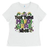 White thick thighs mardi gras vibes Ladies Tee - MaliasSmallBusiness