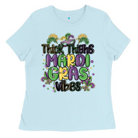 Baby Blue thick thighs mardi gras vibes Ladies Tee - MaliasSmallBusiness