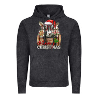 Vintage Black Merry Christmas Alpine Goat Vintage Hoodie - LillyAllenDesigns