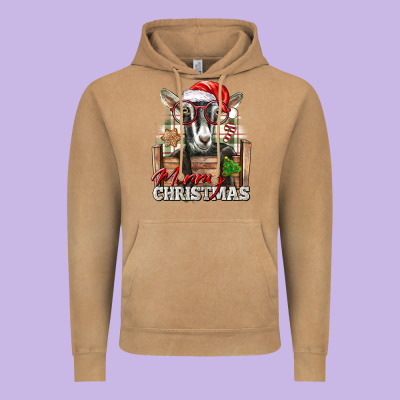 Merry Christmas Alpine Goat Vintage Hoodie Designed By Lillyallendesigns