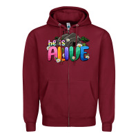 Burgundy Easter Day He is alive Zipper Hoodie - OliviaCreatesArt