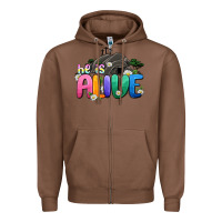 Chestnut Easter Day He is alive Zipper Hoodie - OliviaCreatesArt
