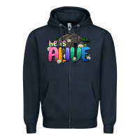 Navy Easter Day He is alive Zipper Hoodie - OliviaCreatesArt