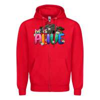 Red Easter Day He is alive Zipper Hoodie - OliviaCreatesArt